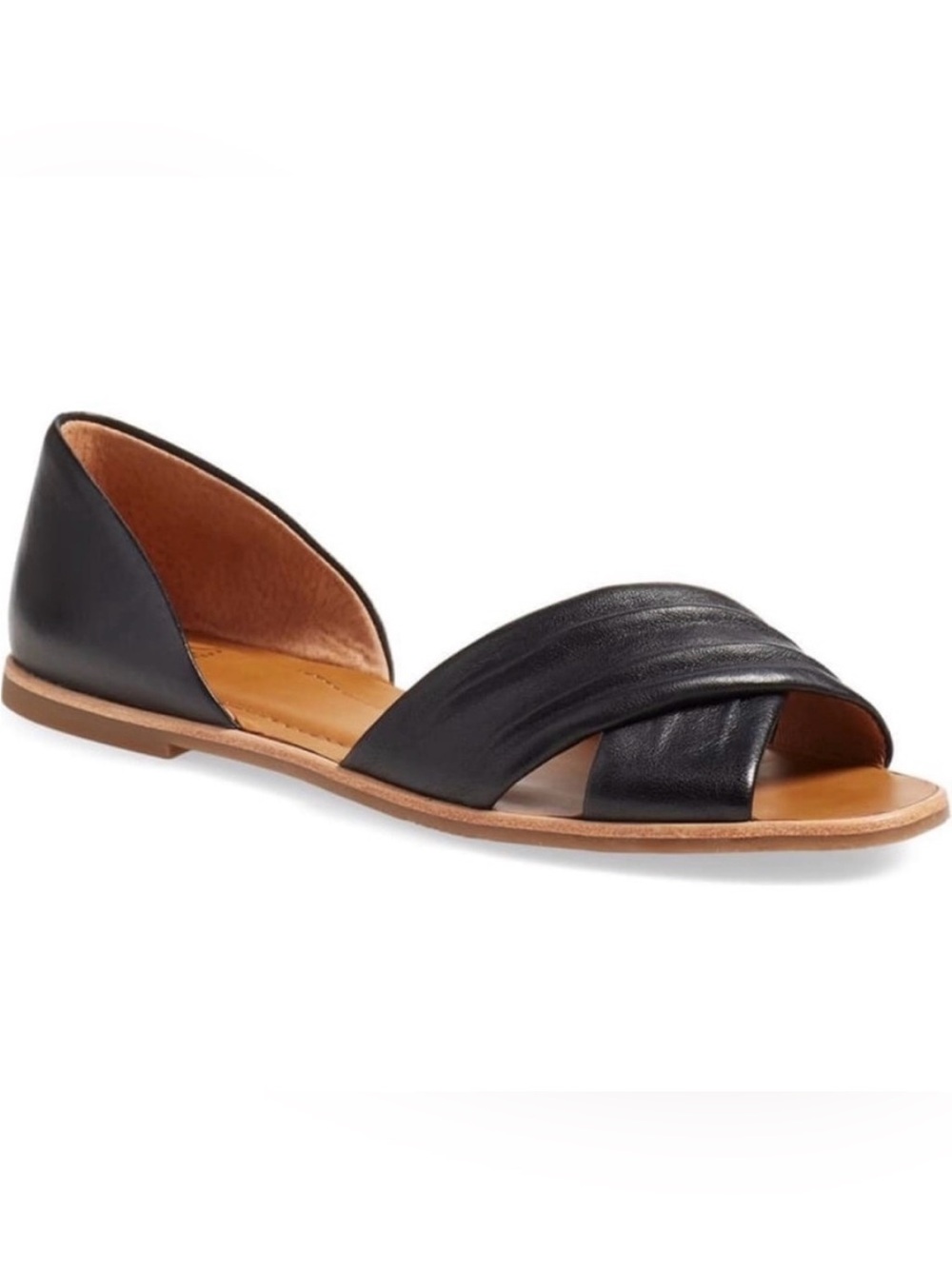 SARTO by Franco Sarto Vala Black Leather d'Orsay Ruched Flats size 6.5